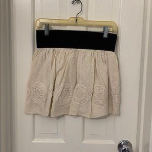 Cream skirt with black waist band